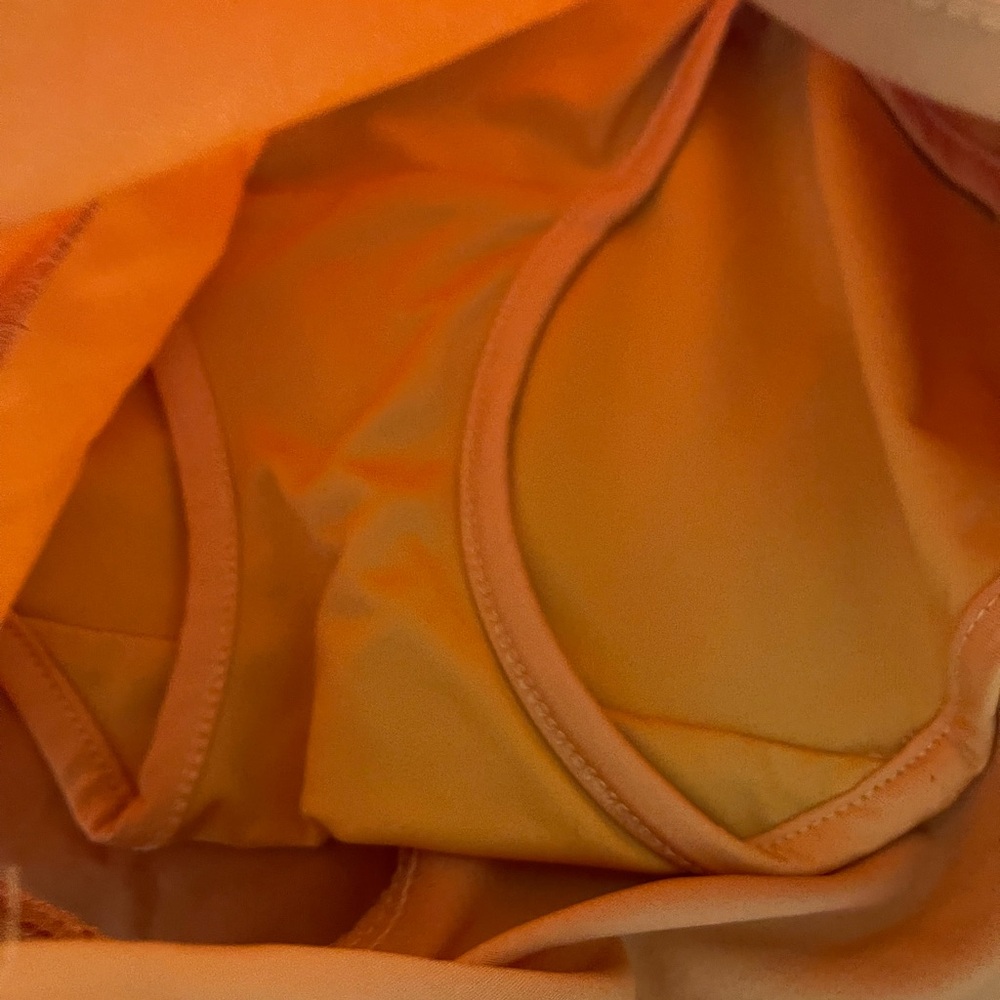 Women's Orange Athletic Running Shorts with Zip Pocket - Picture 4 of 5